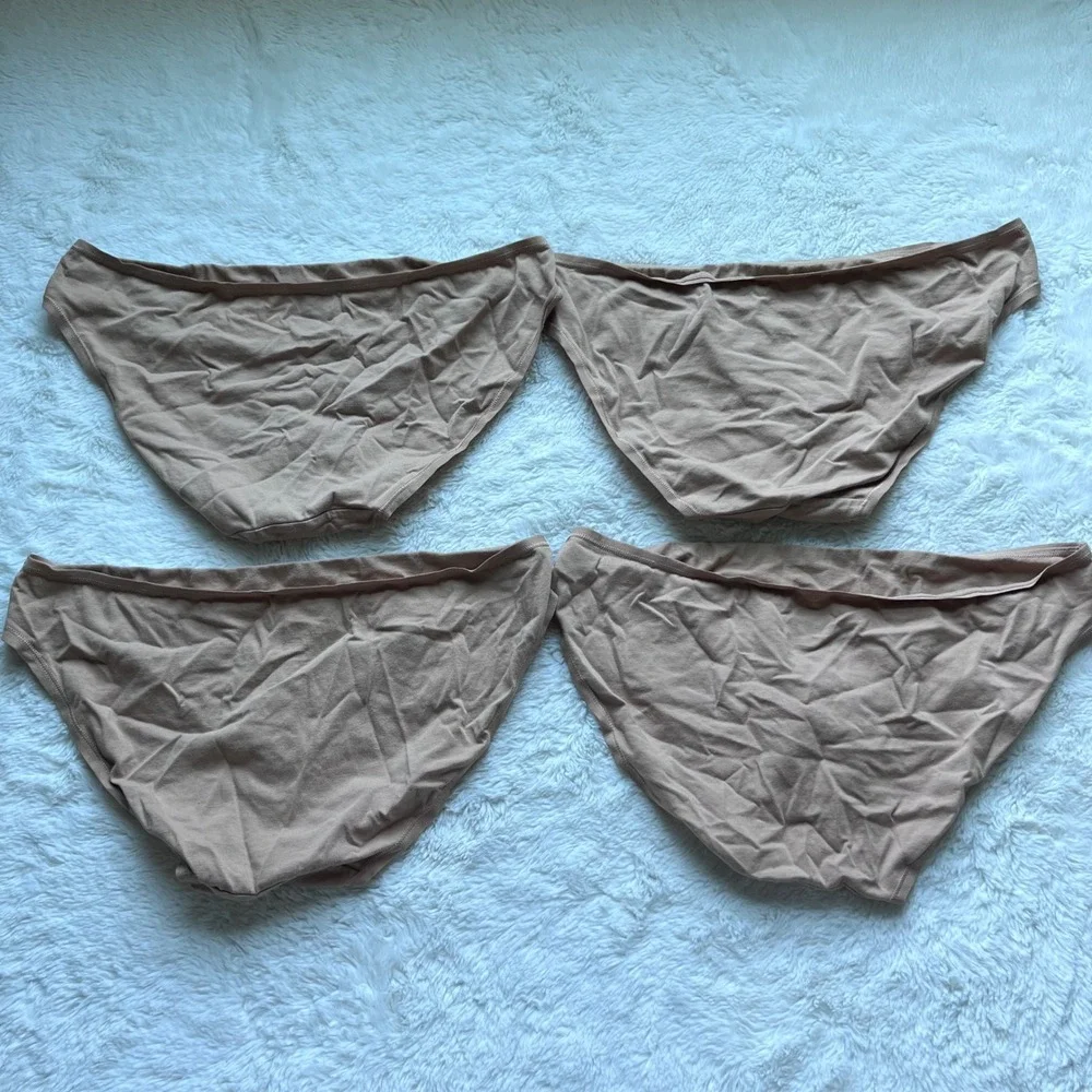 Quince Womens Organic Cotton Stretch Bikini Panties 4-Pack Tan Nude Size Medium